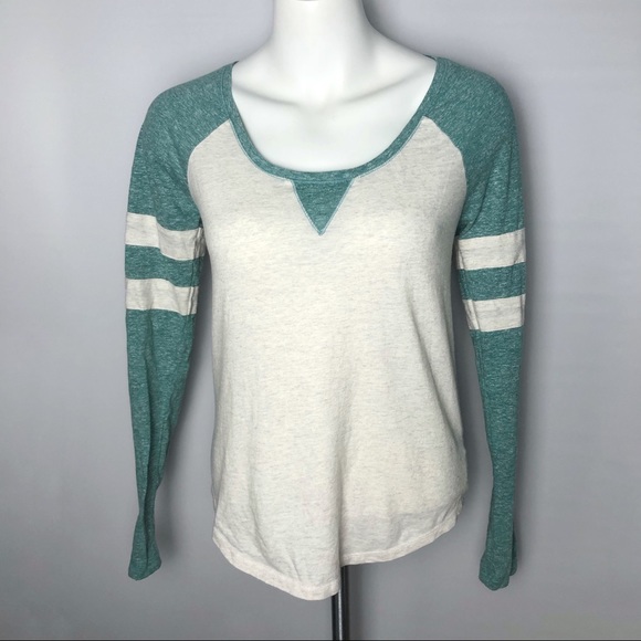 PacSun Tops - Teal & Cream Baseball Long Sleeve Tee PacSun